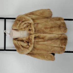 Vintage M. Solomon mink fur natural collar hooks no sleeve one size women Y2K